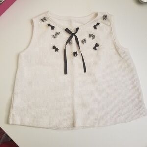 2 for 25! Little Girls White with Black Bow Tank